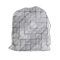 Silver Grid Pattern Drawstring Pouches (xxl) by dflcprints