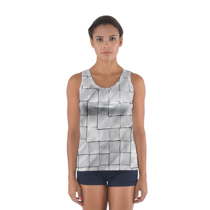 Silver Grid Pattern Sport Tank Top 