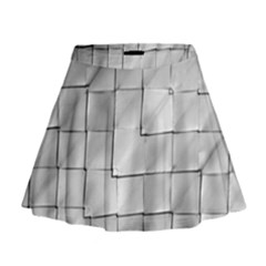 Silver Grid Pattern Mini Flare Skirt by dflcprints