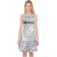 Silver Grid Pattern Capsleeve Midi Dress by dflcprints