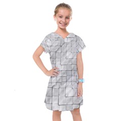 Silver Grid Pattern Kids  Drop Waist Dress by dflcprints