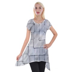 Silver Grid Pattern Short Sleeve Side Drop Tunic by dflcprints