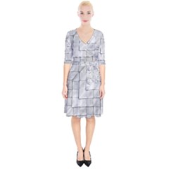 Silver Grid Pattern Wrap Up Cocktail Dress by dflcprints