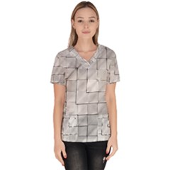 Silver Grid Pattern Scrub Top by dflcprints