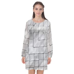 Silver Grid Pattern Long Sleeve Chiffon Shift Dress  by dflcprints