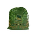 Happy st. patrick s day with clover Drawstring Pouches (Large)  View1