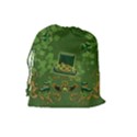 Happy st. patrick s day with clover Drawstring Pouches (Large)  View2