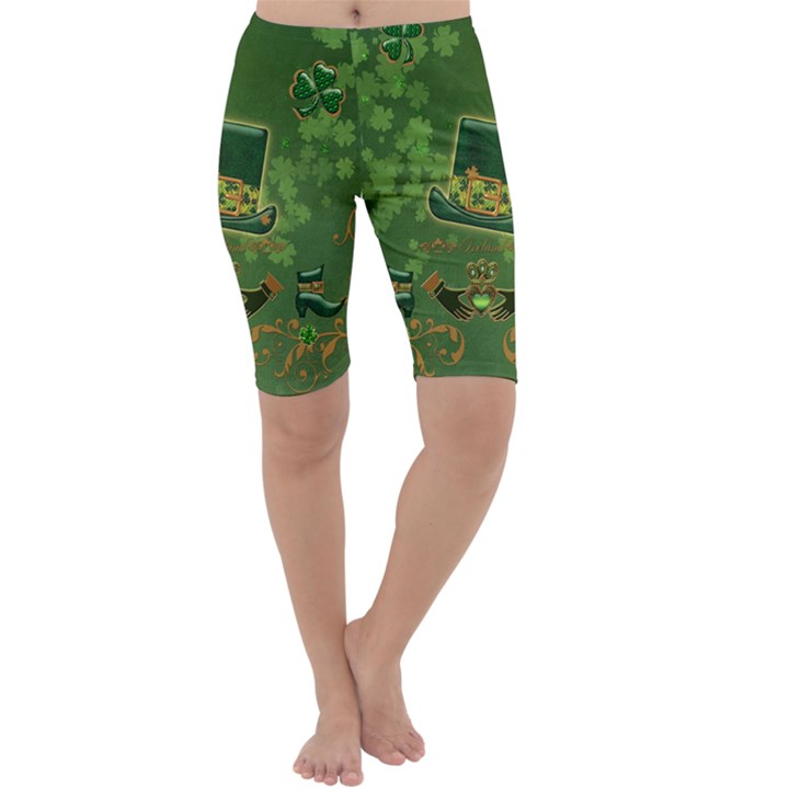 Happy st. patrick s day with clover Cropped Leggings 