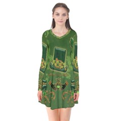 Happy St  Patrick s Day With Clover Flare Dress by FantasyWorld7