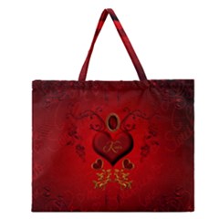 Wonderful Hearts, Kisses Zipper Large Tote Bag by FantasyWorld7