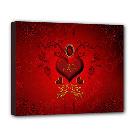 Wonderful Hearts, Kisses Deluxe Canvas 20  X 16   by FantasyWorld7