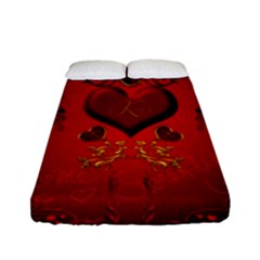 Wonderful Hearts, Kisses Fitted Sheet (full/ Double Size) by FantasyWorld7