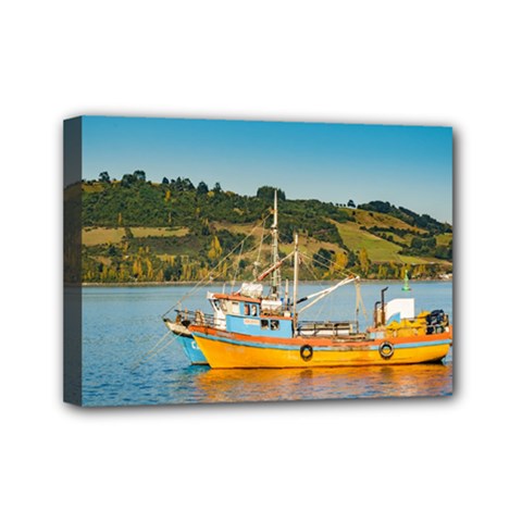 Fishing Boat At Lake, Chiloe, Chile Mini Canvas 7  X 5  by dflcprints