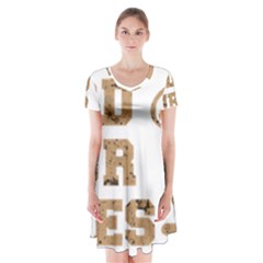 Work Hard Your Bones Short Sleeve V-neck Flare Dress by Melcu