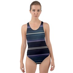 Modern Abtract Linear Design Cut-out Back One Piece Swimsuit by dflcprints