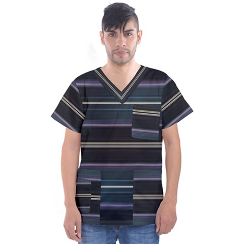 Modern Abtract Linear Design Men s V-neck Scrub Top by dflcprints