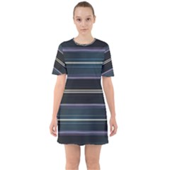 Modern Abtract Linear Design Sixties Short Sleeve Mini Dress by dflcprints