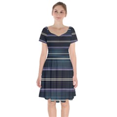 Modern Abtract Linear Design Short Sleeve Bardot Dress by dflcprints