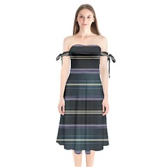 Modern Abtract Linear Design Shoulder Tie Bardot Midi Dress by dflcprints