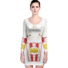 Cute Kawaii Popcorn Long Sleeve Bodycon Dress by Valentinaart