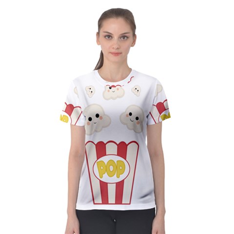 Cute Kawaii Popcorn Women s Sport Mesh Tee by Valentinaart