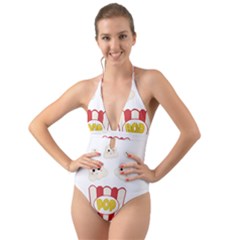 Cute Kawaii Popcorn Halter Cut-out One Piece Swimsuit by Valentinaart