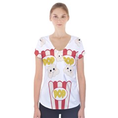 Cute Kawaii Popcorn Short Sleeve Front Detail Top by Valentinaart