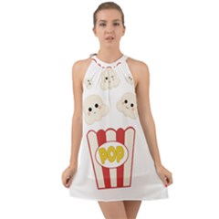 Cute Kawaii Popcorn Halter Tie Back Chiffon Dress by Valentinaart