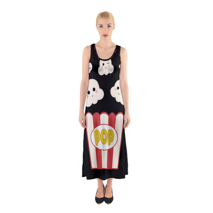 Cute Kawaii Popcorn Sleeveless Maxi Dress