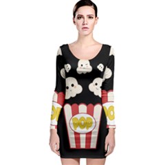 Cute Kawaii Popcorn Long Sleeve Bodycon Dress