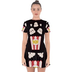 Cute Kawaii Popcorn Drop Hem Mini Chiffon Dress