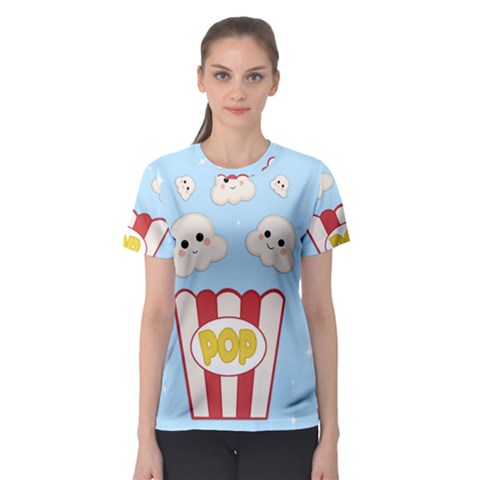 Cute Kawaii Popcorn Women s Sport Mesh Tee by Valentinaart