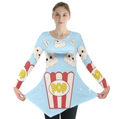 Cute Kawaii Popcorn Long Sleeve Tunic  by Valentinaart