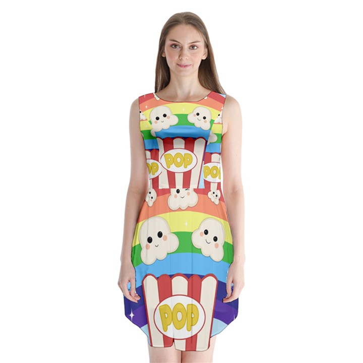 Cute Kawaii Popcorn Sleeveless Chiffon Dress  