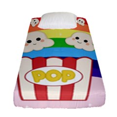 Cute Kawaii Popcorn Fitted Sheet (single Size) by Valentinaart