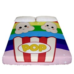 Cute Kawaii Popcorn Fitted Sheet (queen Size) by Valentinaart