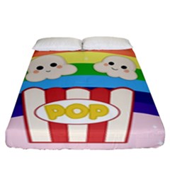 Cute Kawaii Popcorn Fitted Sheet (king Size) by Valentinaart