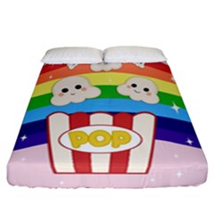 Cute Kawaii Popcorn Fitted Sheet (california King Size) by Valentinaart