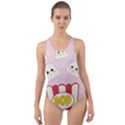 Cute Kawaii Popcorn Cut-Out Back One Piece Swimsuit View1