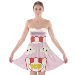 Cute Kawaii Popcorn Strapless Bra Top Dress by Valentinaart