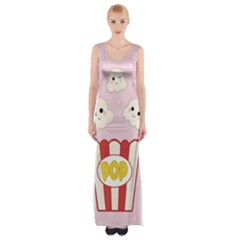 Cute Kawaii Popcorn Maxi Thigh Split Dress by Valentinaart