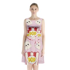 Cute Kawaii Popcorn Sleeveless Waist Tie Chiffon Dress by Valentinaart