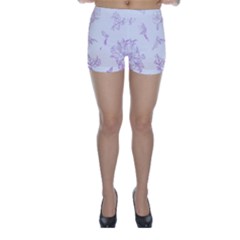 Beautiful,violet,floral,shabby Chic,pattern Skinny Shorts by NouveauDesign