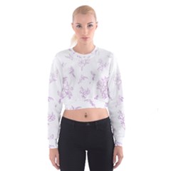 Beautiful,violet,floral,shabby Chic,pattern Cropped Sweatshirt by NouveauDesign