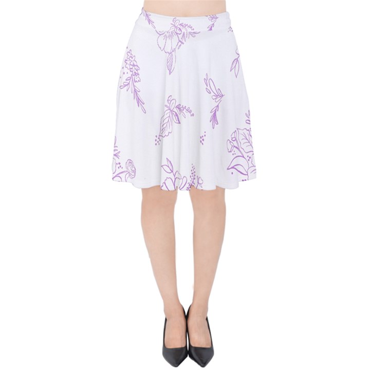 beautiful,violet,floral,shabby chic,pattern Velvet High Waist Skirt