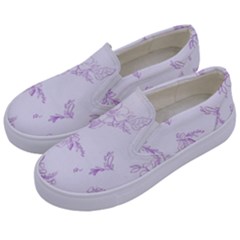 Beautiful,violet,floral,shabby Chic,pattern Kids  Canvas Slip Ons by NouveauDesign