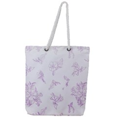 Beautiful,violet,floral,shabby Chic,pattern Full Print Rope Handle Tote (large) by NouveauDesign