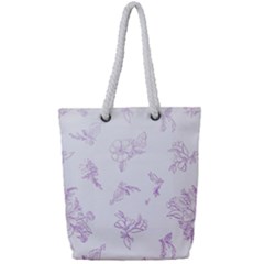 Beautiful,violet,floral,shabby Chic,pattern Full Print Rope Handle Tote (small) by NouveauDesign