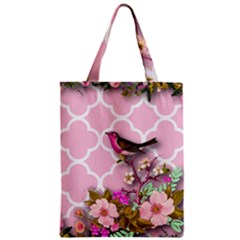 Shabby Chic, Floral,pink,birds,cute,whimsical Zipper Classic Tote Bag by NouveauDesign