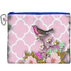 Shabby Chic, Floral,pink,birds,cute,whimsical Canvas Cosmetic Bag (xxxl) by NouveauDesign